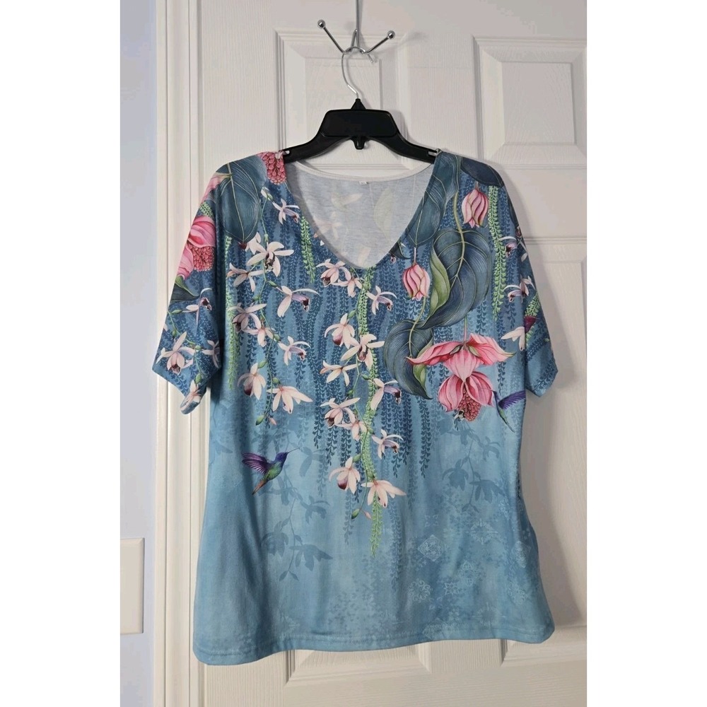 Blouse Top Pullover‎ V-Neck Floral Womens Size XL Unbranded Multicolor
